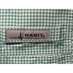 Habit 40+ Solar Factor Vented Fishing Shirt Short Sleeve Size M Green Check NWOT